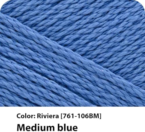 Lion Brand Yarn, 24/7 Cotton Yarn, Riviera, Medium Blue, 3 Pack