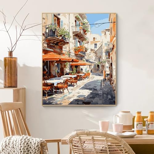 PRASIO Paint by Numbers Kit for Adults Beginner, Landscape Adult Paint by Number Kits on Canvas, DIY Acrylic Watercolor Oil Paint by Number for Adults for Home Decor Gift 16x20 Inch