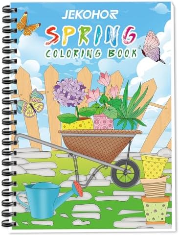 Jekohor Spring Theme Adult Coloring Book - 9x12 Inch