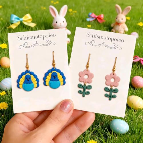 Easter Farm Animal Polymer Clay Cutters - 8Pcs Cute Farm & Nature Clay Earring Cutters, Clay Cutter for Polymer Clay Jewelry Making, DIY Animal Earrings, Spring Crafts for Women