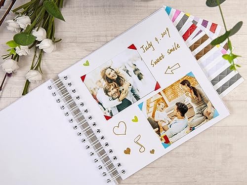potricher 8 x 8 Inch DIY Scrapbook Album 80 Pages with Kraft Paper, White | Thick Kraft Paper Scrap Book Photo Albums, Memory Book for Wedding, Anniversary, Baby, Family, Travel, DIY Projects
