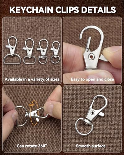 325PCS FIVEIZERO Keychain Making Kit - Silver Keychain Clips with Key Rings