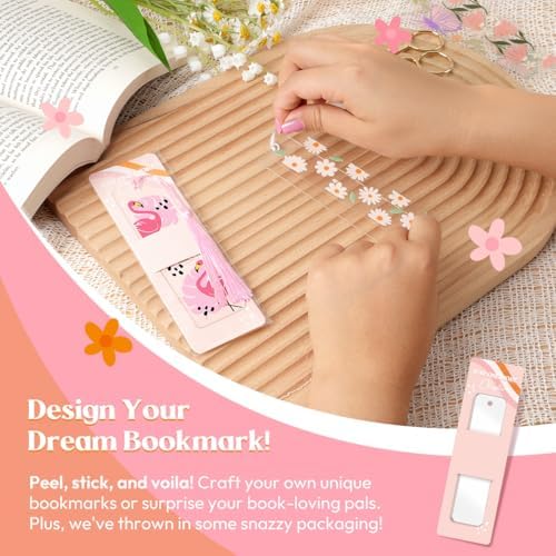 24 Set Bookmark Making Kit, Acrylic Bookmark Blanks with 24 UV DTF Stickers About Booklover Theme and 24Tassels,Blank Bookmarks UV DTF Transfers Stickers for DIY Crafts Hanging Tag Gift Bookmarks DIY