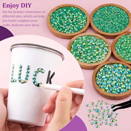 Resin Rhinestones for Crafting with 3Pcs 10ml B7000 Jewelry Glue, 1 Box Dark Green AB Flatback Gems Crystals Diamond for Bedazzling Crafts DIY Nail Art Makeup, Gems for Clothing Tumblers Shoes