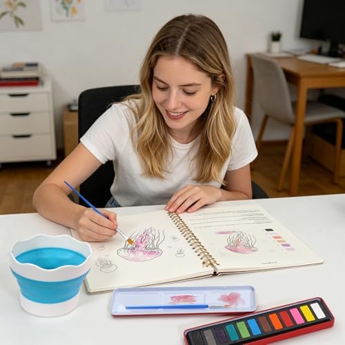 Watercolor Workbook for Adults, Ocean Animals Water Coloring Book