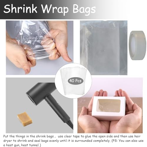 36Pcs White Kraft Soap Boxes with Window & 40pcs Shrink Bags, 3.54 x 2.36 x 1.18 Inch, Perfect for Homemade Soap & Gifts