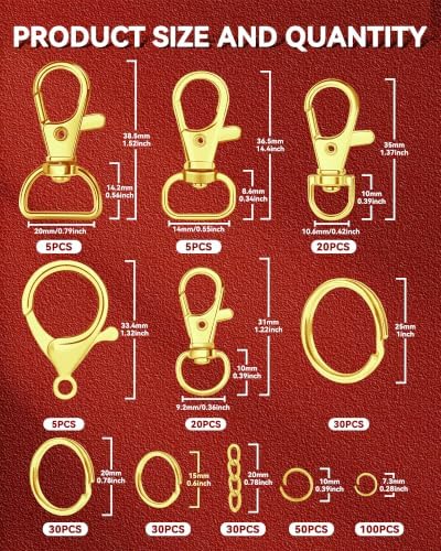 325PCS FIVEIZERO Keychain Making Kit - Gold Keychain Clips with Key Rings