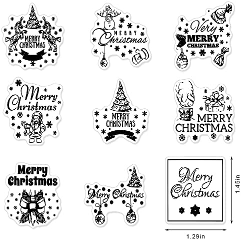 Christmas Greeting Words Clear Stamps for Card Making and Photo Album Decorations, Santa Claus Rubber Stamps Gift Bow Tree Pattern Word Silicone Stamp Seal for Christmas DIY Scrapbooking