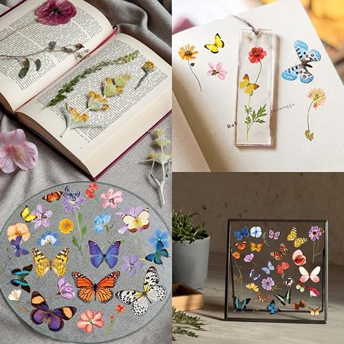 370+ PCS PVC Flower & Butterfly Stickers, Self-Adhesive Nature Floral Stickers for Scrapbook, Laptop, Journal, DIY Project, Spring Themed Party Decors