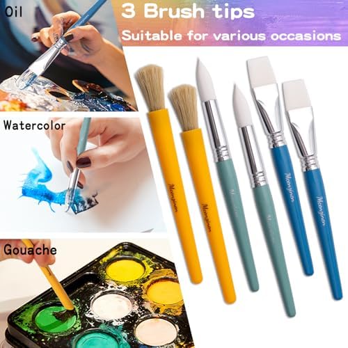 Kids Paint Brushes Bulk, 24PCS Classroom Paint Brushes for Kids
