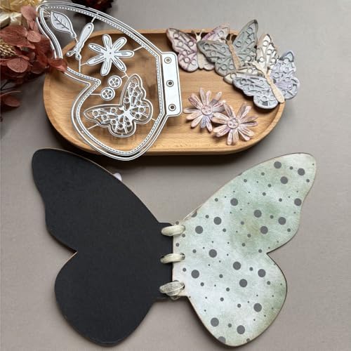 LZBRDY Vintage Charm Lace Frame Die-Cut - Carbon Steel Crafting Dies for Scrapbooking, Card Making, Greeting Cards and Journaling Supplies (Butterfly Loose-Leaf 5.4 x 4.3 in)