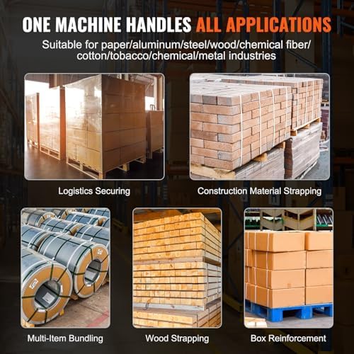 VEVOR Electric Strapping Machine, for 0.39"-0.75" PP PET Straps, Portable Electric Banding Tool with Digital Display, 2 x 4000mAh Battery Powered Automatic Strapping Tool for Packaging Box Pallet