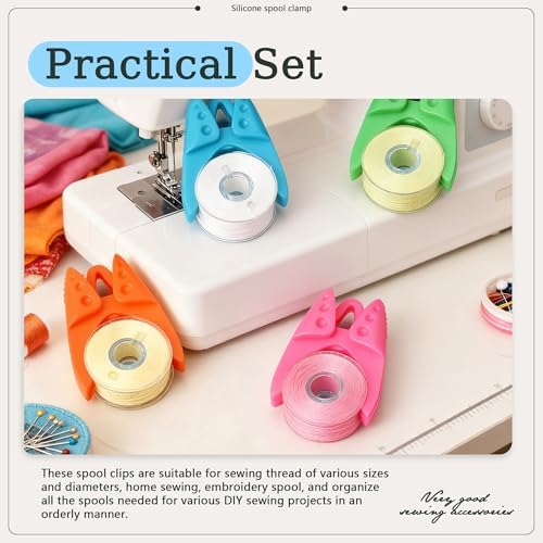 100pcs 4 Colors Sewing Bobbin Holder Clips Silicone Bobbin Spool Clips Sewing Supplies for Embroidery Quilting Thread Spools Organizing (4color-100pcs)