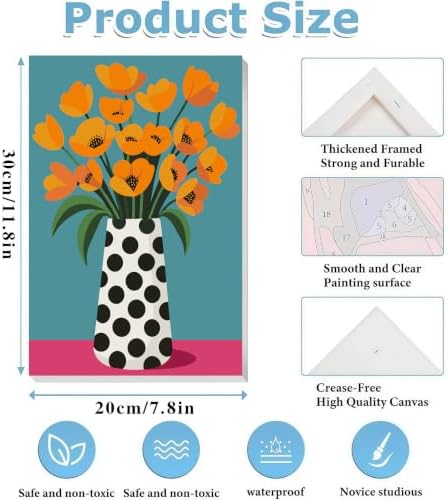 4 Pack Frame Paint by Numbers Kit for Adults, Easy Flowers Paint by Numbers
