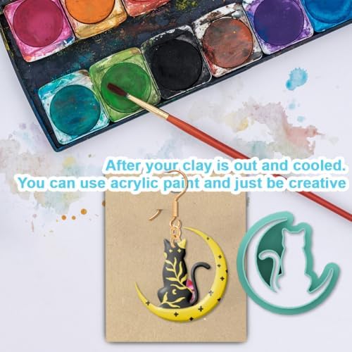 beinkmake 20Pcs Cats Polymer Clay Cutters Moon Kitten Clay Earrings Cutters