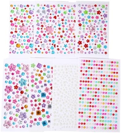 Gem Stickers for Crafting, Face, Eye, and Body Makeup, DIY Decoration, Kids' Rewards (Gem Stickers B 8 Sheets)
