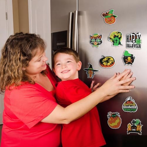 Motipuns 30 Pcs Luminous Horror Halloween Diamond Painting Magnets Kits