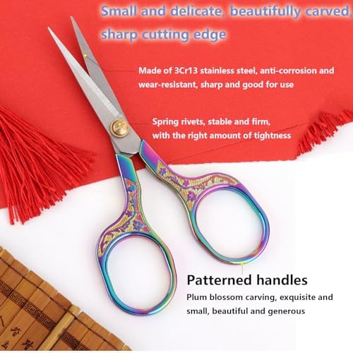 YVAOG Mini Folding Scissors, Safe Portable Travel Mini Scissors, Stainless Steel Retractable Small Scissors for Home Office, 2 Piece Set (Silver and colored titanium)