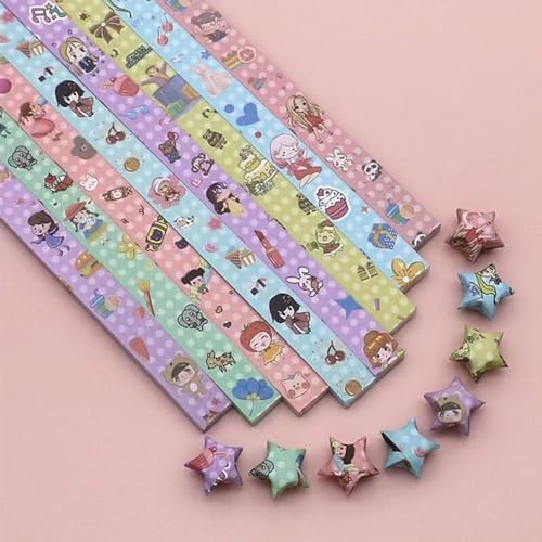 Origami Paper Stars, Colorful Handcraft Origami Lucky Star Paper DIY Paper Arts Creativity Hand Art Crafts (Happy Girl(540) sheets)