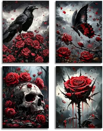 Gemozaic 4 Pack Gothic Diamond Art Kits for Adults, 12 x 16 Inch, Unframed