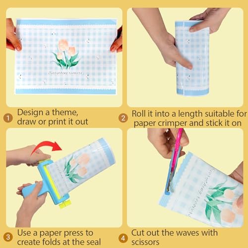 Paper Crimper for Candy and Chip Bags Crafting Kit, DIY Tool,Blue