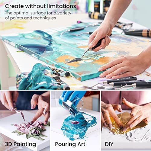 ARTEZA Stretched Canvas, 30 x 40 Inches, Pack of 2, Blank White Large Canvas for Painting for Acrylic, Oil and Gouache Paints | Cotton Surface, Pinewood Bars, Pre-Primed with 8 oz Acid-Free Acrylic Gesso, For Oil, Acrylic, Gouache and Tempera