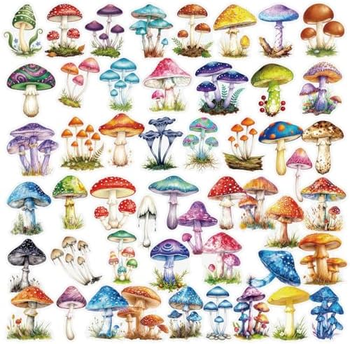 50Pcs Watercolor Mushroom Vinyl Stickers