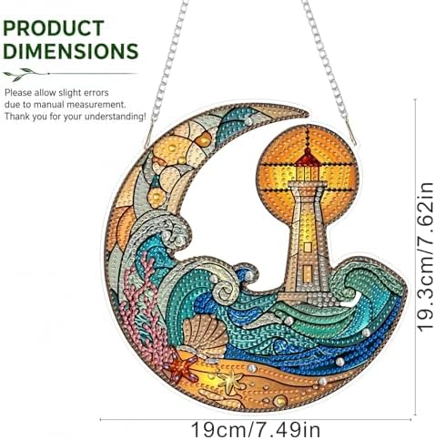 HMZephitiquc Beach Hanging Diamond Art Kits for Adults, Special Shaped Crystal Diamond Painting Suncatchers, 5D Gem Art for Adults, Sun Catchers DIY Craft Kits for Gift Home Decor