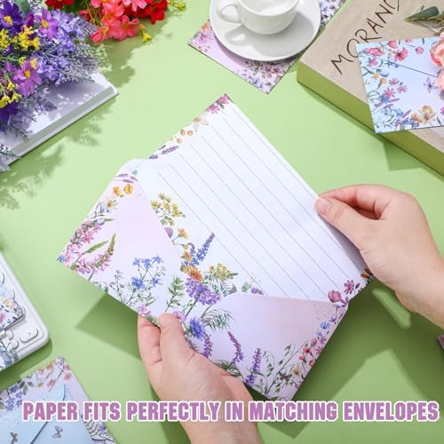 TaoBary 160 Pcs Wildflower Stationery Paper and Envelopes Set, 8.5 x 11''