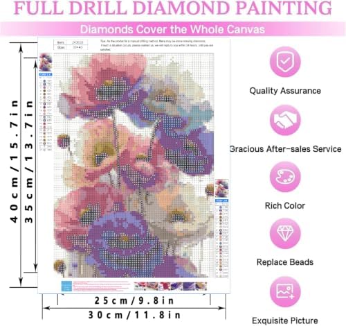 KYOQFVN Flowers 5D Diamond Art Kits for Adults, Flower Diamond Painting Kits for Adults Beginners, DIY Full Drill Round Gem Art with Diamond dots for Home Wall Decor 12 X 16 Inch