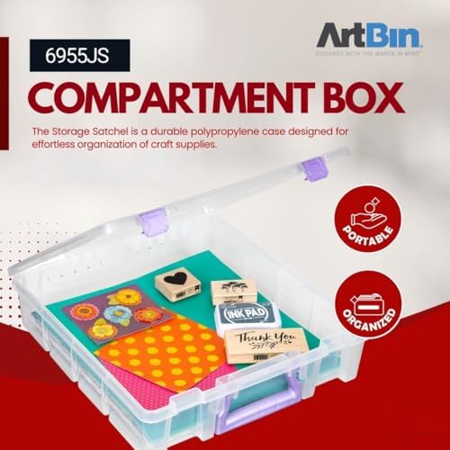 ArtBin Essentials 12 x 12 One-Compartment Craft Box, Clear | One Open Compartment, 15.25 x 14 x 3.5 Inches, Secure Latches, Stackable, Durable Polypropylene