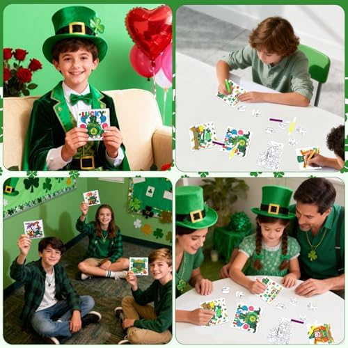 St Patricks Day Crafts for Kids & Adults Bulk, St. Patrick's Day Activities Classroom Gifts, Irish DIY Kits Jigsaw Puzzles with Pot of Gold, Leprechaun Shamrock, March Arts for Party Favors Supplies