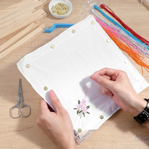 Oqqlin 24 Pcs 6 Sets Stretcher Bars for Needlework with 50 Thumb Tacks, 6 Sizes Wooden Canvas Stretcher Bars Durable Assembly Embroidery Stitch Frame Set for Birthday Gifts, Crafts Supplies