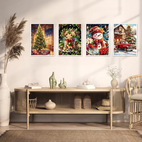 4 Pack Christmas Diamond Art Kits for Adults, DIY Christmas Wall Decor