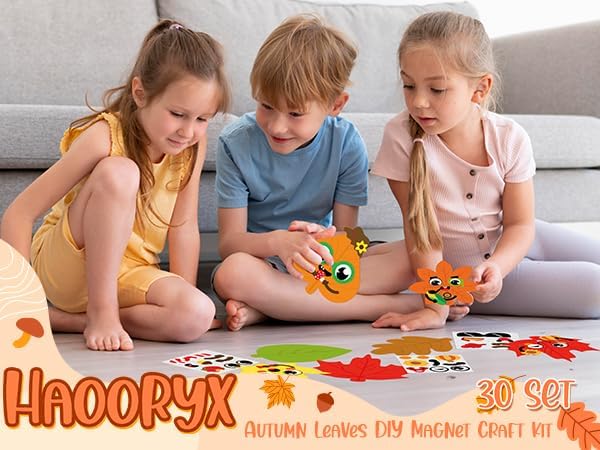 Haooryx Autumn Maple Leaves DIY Fall Leaf Magnet Stickers Art Craft Kit