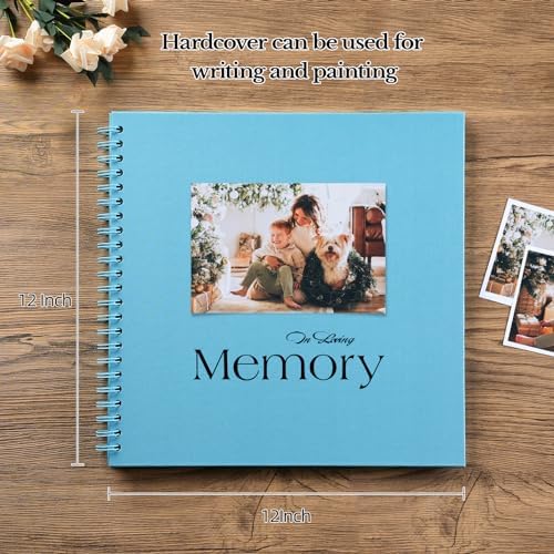 potricher 12 x 12 Inch Large DIY Scrapbook Photo Album 40 Pages, Blue | Thick Kraft Paper Scrap Book Photo Albums, Memory Book for Wedding, Anniversary, Baby, Family, Travel, DIY Projects