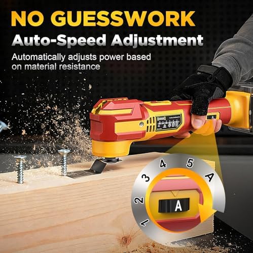 Cordless Oscillating Multi-Tool Compatible with DeWalt 20V Battery(Tool Only),21000 OPM Brushless Motor Power Oscillating Tools,4.5° Swing Angle,Side Battery Layout for Sanding/Cutting/Scraping