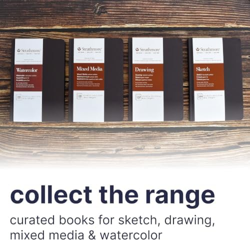 Strathmore 400 Series Sketch Paper Art Book, Matte Brown Cover, Natural White, Side Wire Binding, 60 Sheets, 5.5x8.5 inch