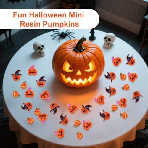 Lyreh 210pcs Mini Resin Halloween Pumpkins, Small Resin Pumpkins