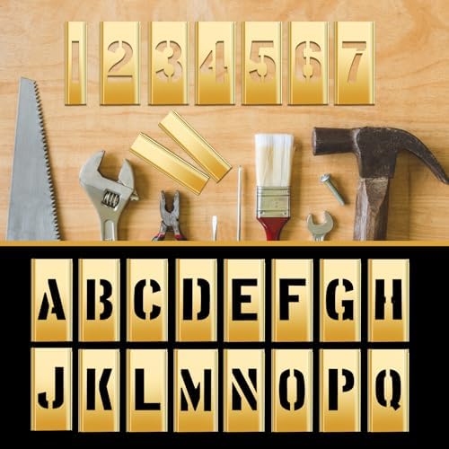 Pelopy 45 Pcs 2 Inch Brass Stencils Letters and Numbers Stencils Set