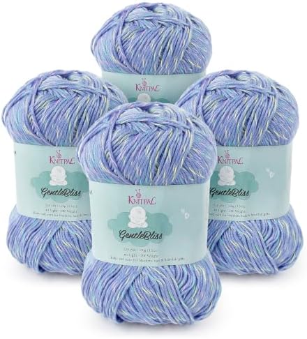 GentleBliss DK Acrylic Soft Baby Yarn, 4-Pack (880Yds/400G), Blue Violet