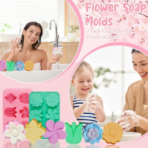 Flower Silicone Molds Tulip Daisy Flower Soap Molds Tulip Shape Candle Mold