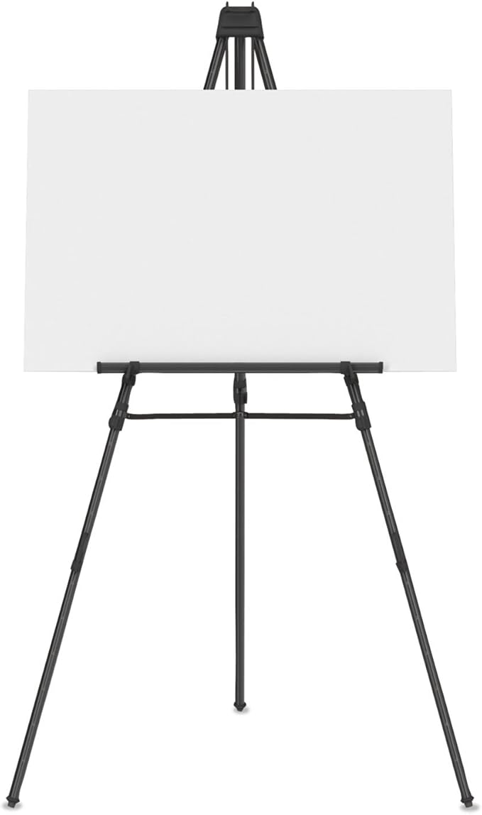 Quartet Easel, Aluminum, Heavy-Duty, Telescoping, 66" Max. Height, Supports 45 Lbs, Black (56EX)