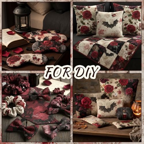 HunnmingRe 20 Pcs 10''x10'' Gothic Halloween Quilting Fabric Squares