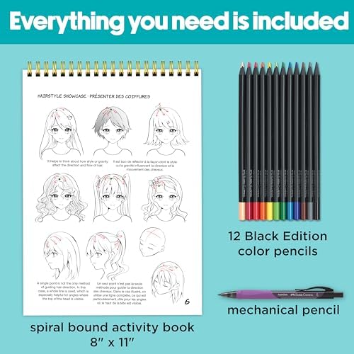 Faber-Castell Anime Drawing Kit, Shojo Edition with Step-by-Step Book