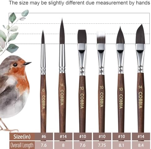 Watercolor Brushes Professional, Paint Brush Set Variety Shapes with Flat, Round Pointed, Dagger, Cat's Tongue Oval Wash Perfect for Watercolor Gouache Acrylic Inks Painting