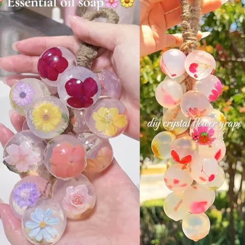 2Pcs Silicone Grape Soaps Mold Dried Pressed Flowers Soap Making Kit Exquisite Mold for Handmade Soap Making Gift (Without Soaps)