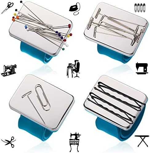 WILLBOND Magnetic Wrist Sewing Pincushion with 100 Pcs 1.5" Pins, Dark Blue