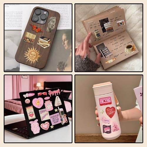 PRSTINCOL Vintage Sweetheart 2 in 1 Sticker Book Set, Includes Vintage and Sweetheart Each 30 Pages of Ephemera Stickers, Aesthetic Junk Journaling Supplies for Scrapbooking Adults,8.3 by 5.5 Inches