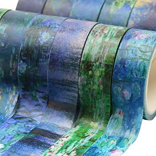 Berkin Arts 12 Rolls Art Floral Designs Washi Tape Set - 15 mm Wide Decorative Adhesive Masking Tape Cloisonnism Landscape Vintage Iridescent Venetian Claude Monet Series
